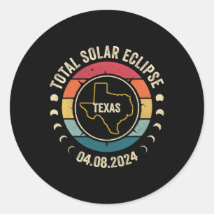 Texas Total Solar Eclipse 2024 American Totality A Classic Round Sticker
