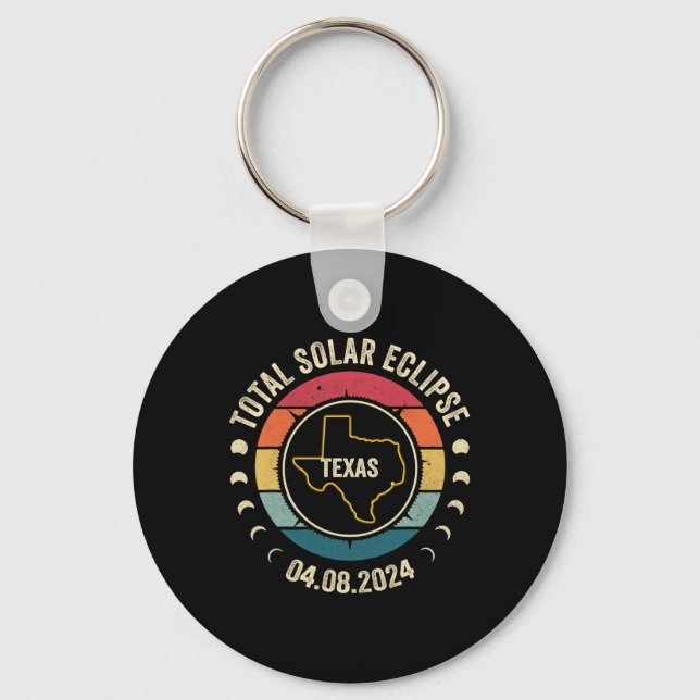 Texas Total Solar Eclipse 2024 American Totality A Key Ring (Front)
