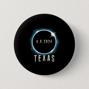 Texas Total Solar Eclipse 2024 Blue April 8 Men Wo 6 Cm Round Badge