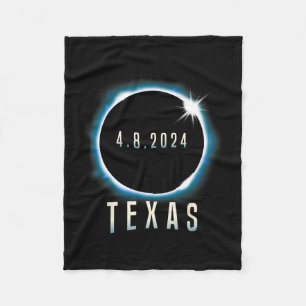 Texas Total Solar Eclipse 2024 Blue April 8 Men Wo Fleece Blanket