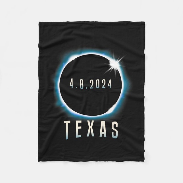Texas Total Solar Eclipse 2024 Blue April 8 Men Wo Fleece Blanket (Front)