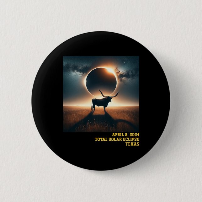 Texas Total Solar Eclipse 2024 Commemorative Astro 6 Cm Round Badge (Front)