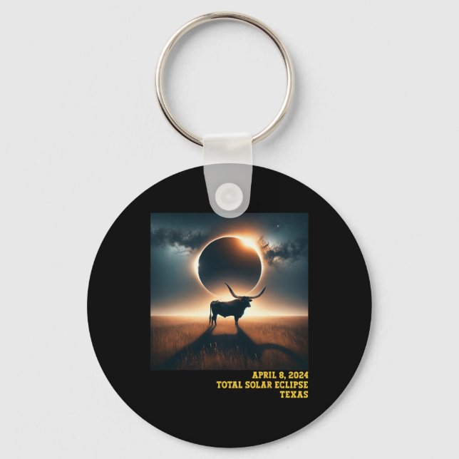Texas Total Solar Eclipse 2024 Commemorative Astro Key Ring (Front)
