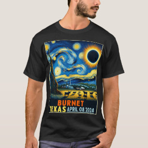 Texas Total Solar Eclipse 2024 Starry Night T-Shirt