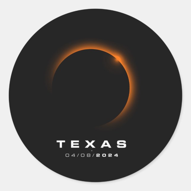 Texas Total Solar Eclipse 2024 Texas Solar Eclipse Classic Round Sticker (Front)