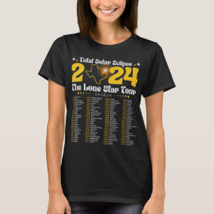 Texas Total Solar Eclipse 2024 Tour Retro Rock Con T-Shirt