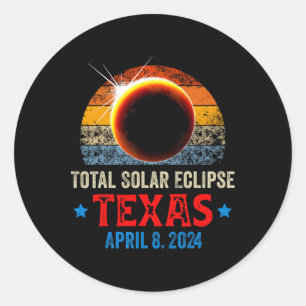Texas Total Solar Eclipse April 8 2024 Texas Solar Classic Round Sticker