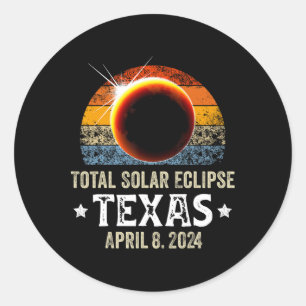 Texas Total Solar Eclipse April 8 2024 Texas Solar Classic Round Sticker