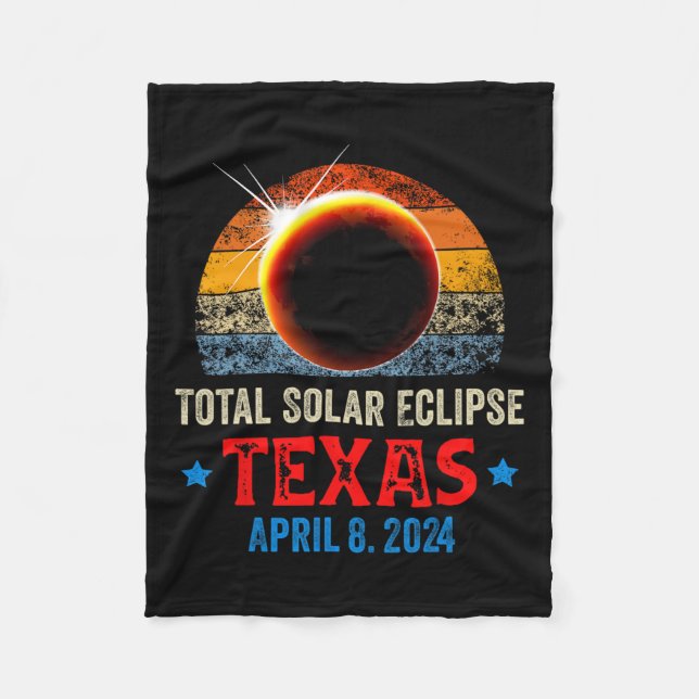 Texas Total Solar Eclipse April 8 2024 Texas Solar Fleece Blanket (Front)