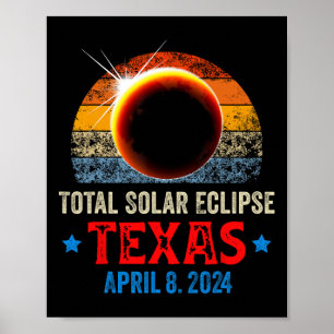 Texas Total Solar Eclipse April 8 2024 Texas Solar Poster