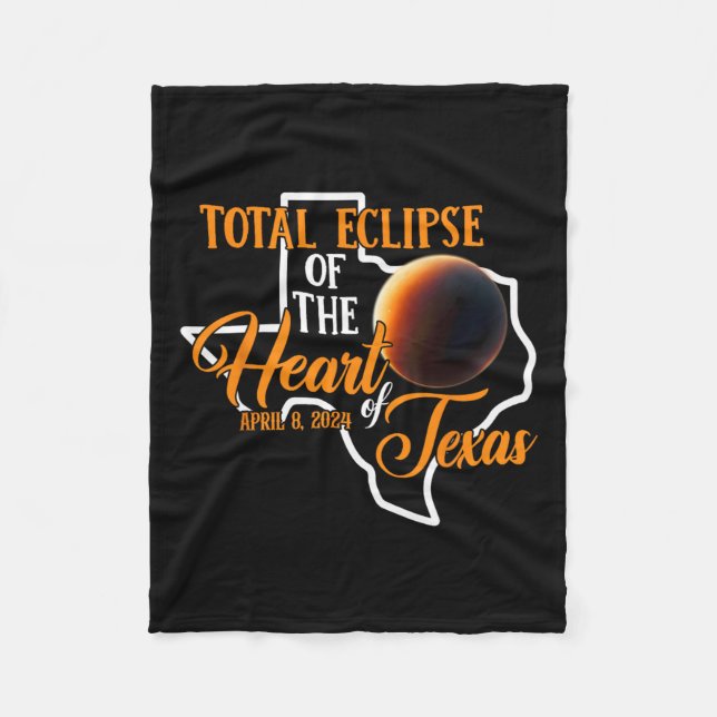 Texas Total Solar Eclipse April 8 2024 Usa Map Tot Fleece Blanket (Front)