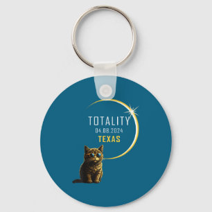 Texas Total Solar Eclipse Cat Key Ring