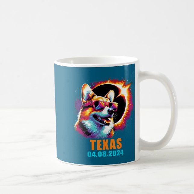 Texas Total Solar Eclipse Corgi Illustration Coffee Mug (Right)