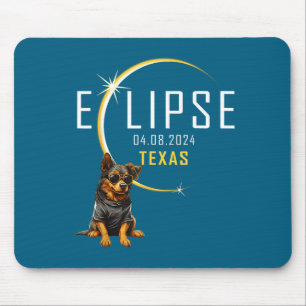 Texas Total Solar Eclipse Dog Illustration Mouse Mat
