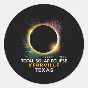 Texas Totality Total Solar Eclipse April 8 2024 Classic Round Sticker