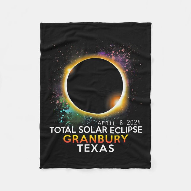 Texas Totality Total Solar Eclipse April 8 2024  Fleece Blanket (Front)