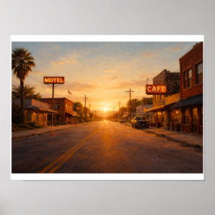 Texas town at sunset poster