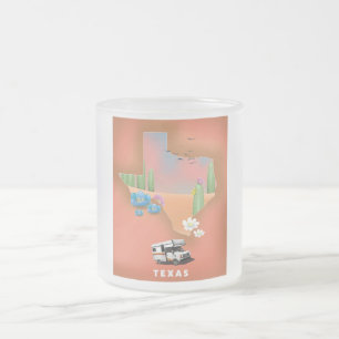 Texas travel poster frosted glass coffee mug