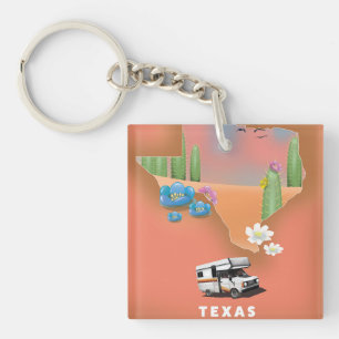 Texas travel poster key ring