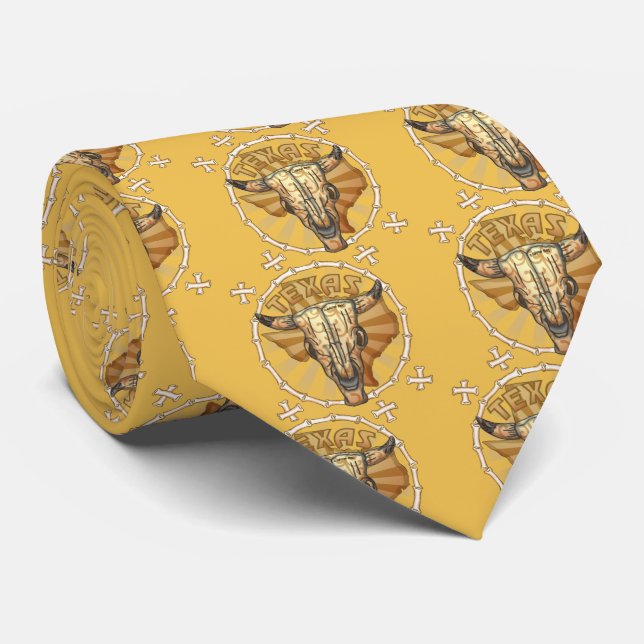 Texas Tribal Cow Skull mens tie (Rolled)