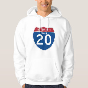 Texas TX I-20 Interstate Highway Shield - Hoodie