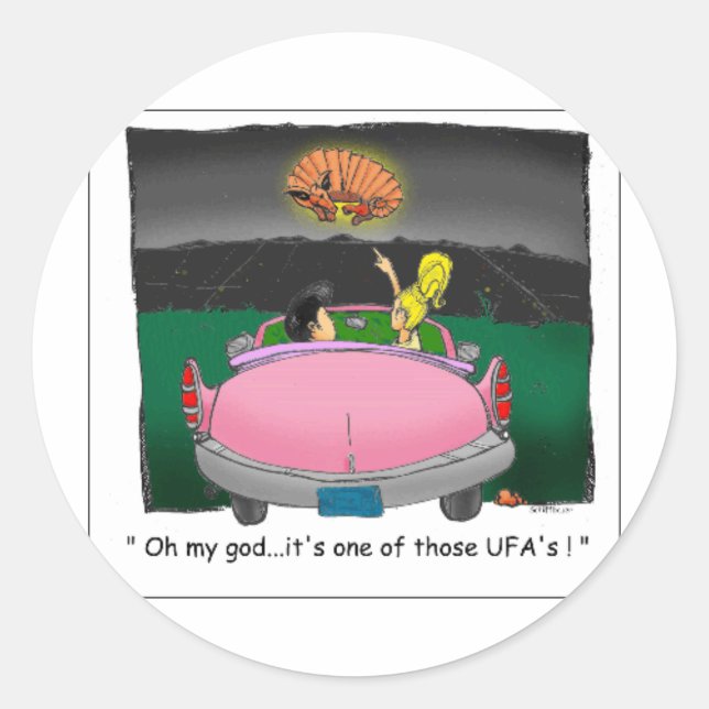 Texas UFO? Funny Tees, Gifts & Collectibles Classic Round Sticker (Front)
