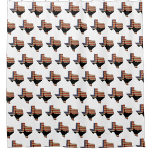 Texas US Flag and Crude Oil Drilling Rig Shower Curtain