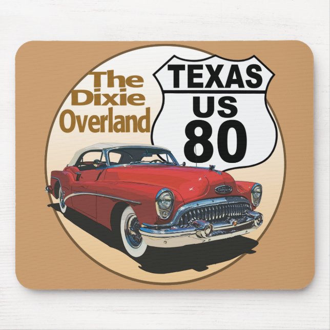 Texas US Route 80 - The Dixie Overland Mouse Mat (Front)