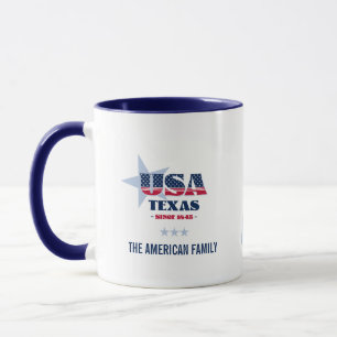 Texas USA 1845 Blue Star Personalised Mug