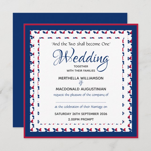 TEXAS USA FLAG Custom Patriotic Square Wedding Invitation (Front/Back)