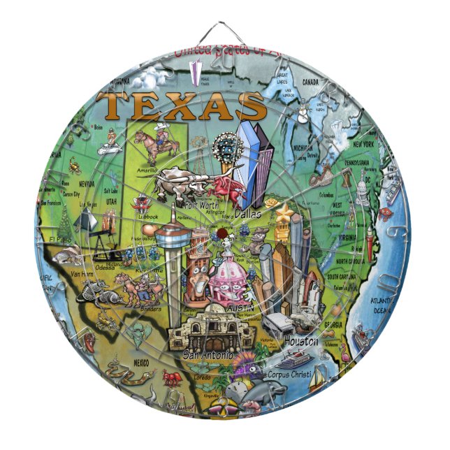 Texas USA Map Dartboard (Front)