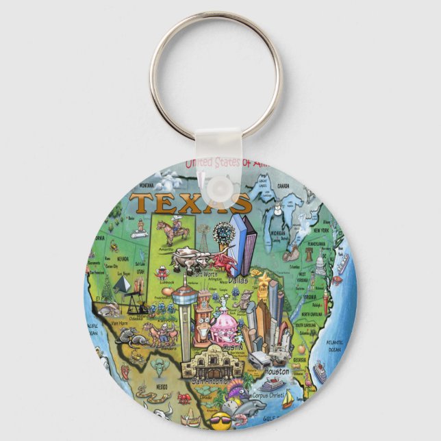 Texas USA Map Key Ring (Front)