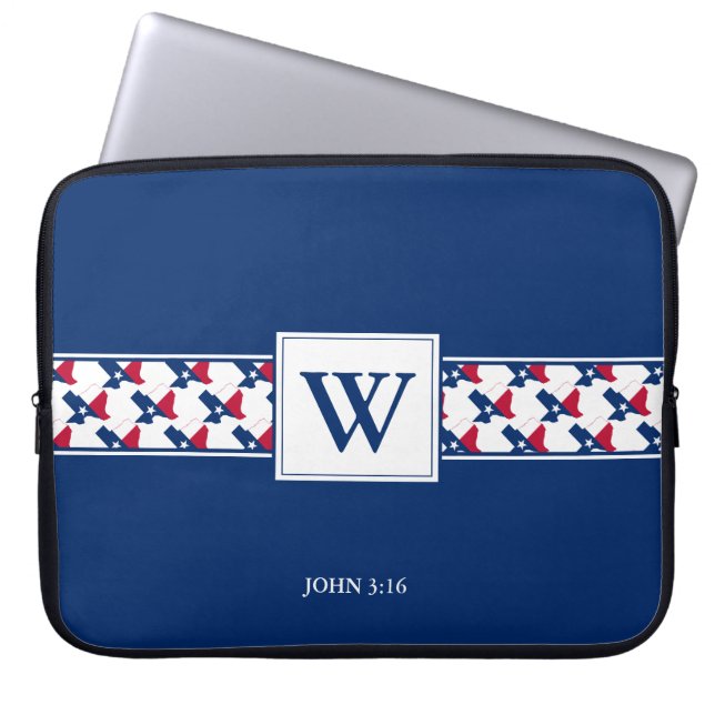 TEXAS, USA Monogram Christian Bible Laptop Sleeve (Front)