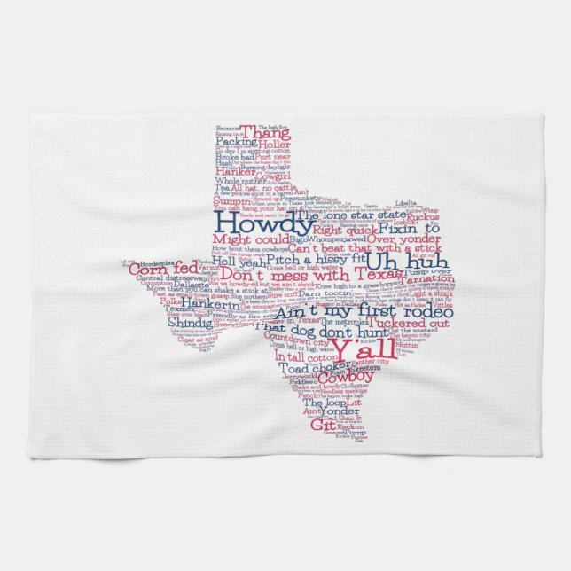 Texas USA Slang Word Art Map Kitchen Towel (Horizontal)