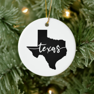 Texas USA State Map Ceramic Tree Decoration