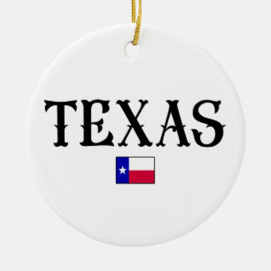 Texas USA State Map Flag Ceramic Tree Decoration