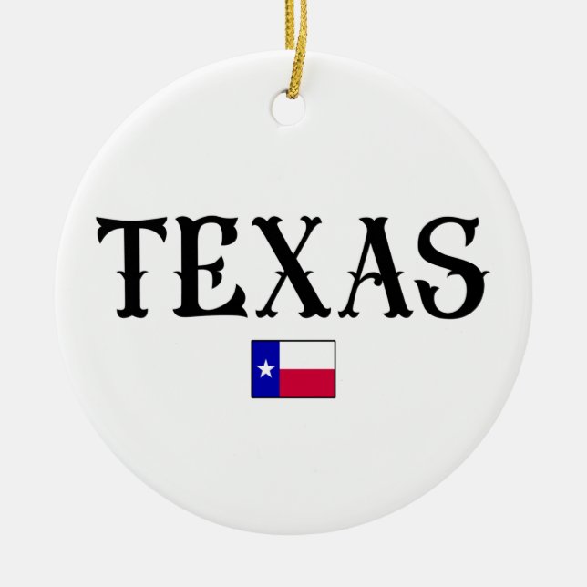 Texas USA State Map Flag Ceramic Tree Decoration (Front)