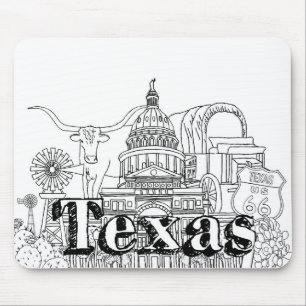 Texas Vacation Art Drawing Vacation Art Travelling Mouse Mat