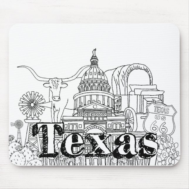 Texas Vacation Art Drawing Vacation Art Travelling Mouse Mat (Front)