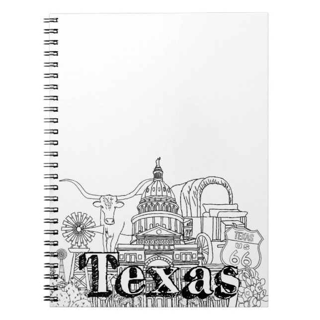 Texas Vacation Art Drawing Vacation Art Travelling Notebook (Front)