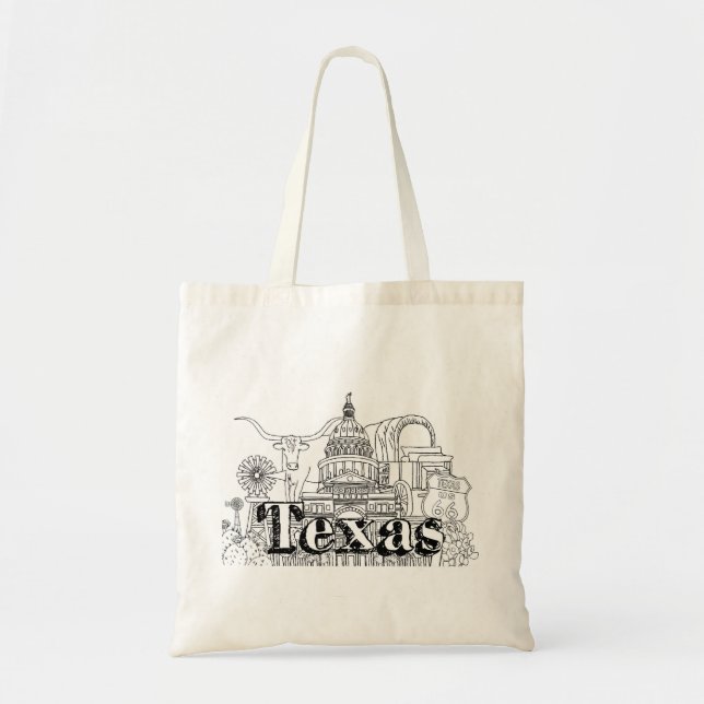 Texas Vacation Art Drawing Vacation Art Travelling Tote Bag (Front)