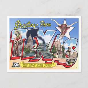 Texas Vintage Big Letters Postcard