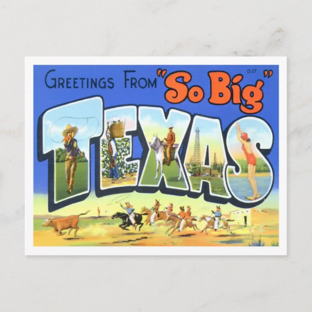 Texas Vintage Big Letters Postcard (Front)