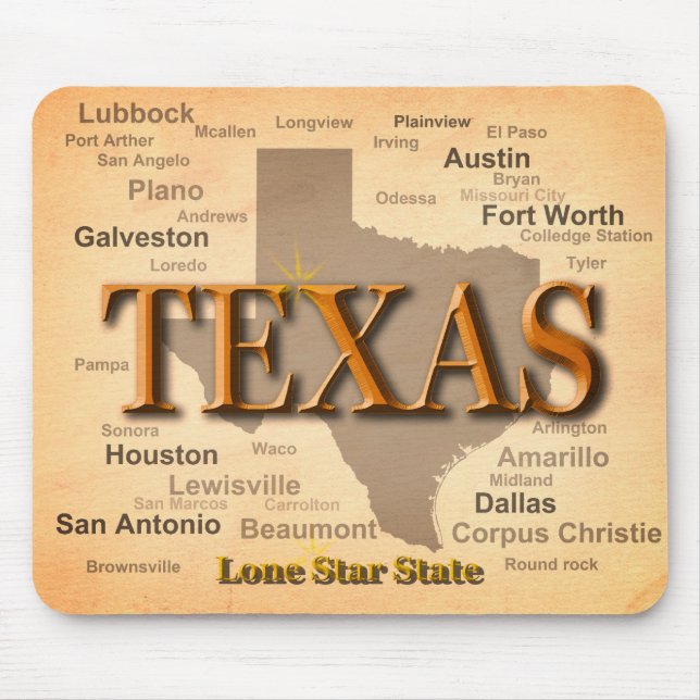Texas Vintage Map Mouse Mat (Front)