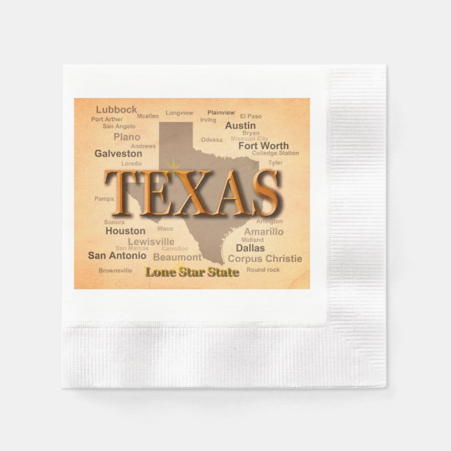 Texas Vintage Map Napkin (Front)