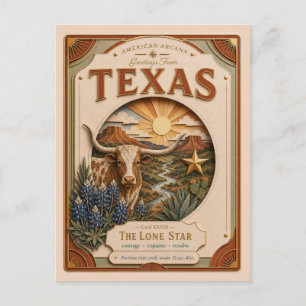 Texas Vintage Paper Cut American Arcana Postcard