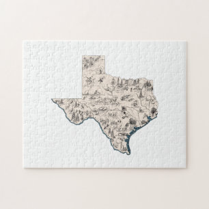 Texas Vintage Picture Map Jigsaw Puzzle