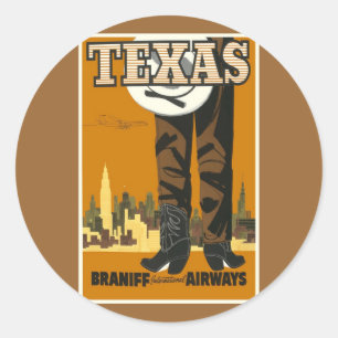 Texas - Vintage Travel Poster Art Classic Round Sticker
