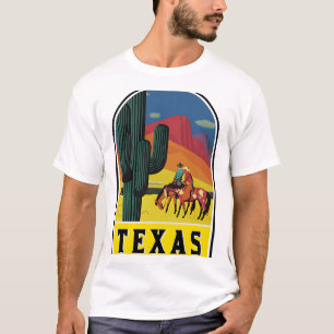 TEXAS VINTAGE TRAVEL WILD WEST COWBOY SAGUARO CACT T-Shirt