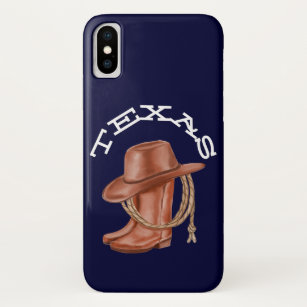 Texas Watercolor Cowboy Cowgirl Brown and Blue Case-Mate iPhone Case